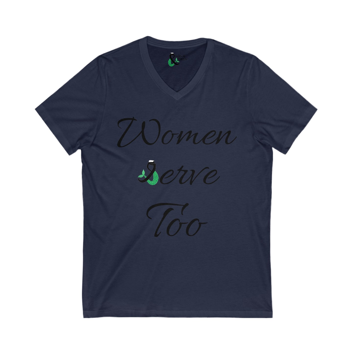 Women Serve Too V1 Short Sleeve V-Neck Tee